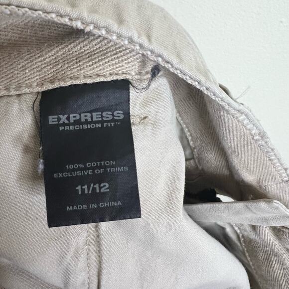 Y2K Express Precision Fit Cargo Pants 12 Embroidered Floral Crop Beige Vintage - Picture 8 of 10